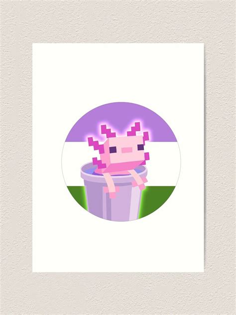 Minecraft Axolotl LGBT Sticker LGBTQ Genderqueer Flag Art Print For