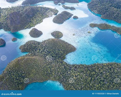 Aerial View of Amazing Tropical Islands in Raja Ampat Stock Photo ...