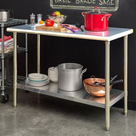 Eq Kitchen Line Stainless Steel Silver Kitchen Utility Table With