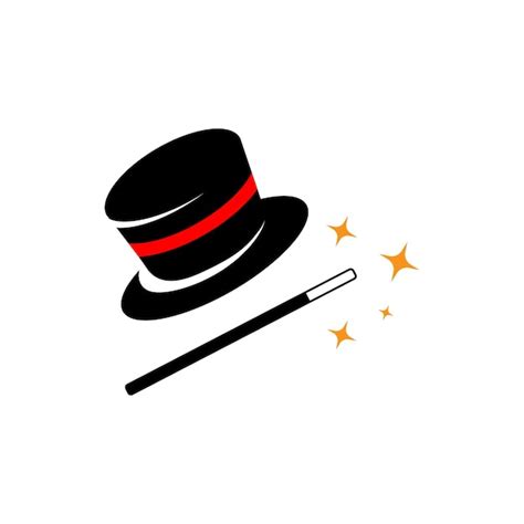 Premium Vector Hat And Magic Wand Icon Logo Vector Template