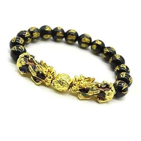 Buy Gemtub Multicolor Gold Plated Feng Shui Obsidian Pixiu Om Mani