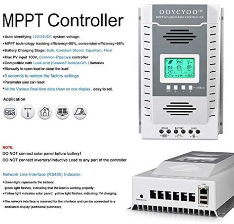 OOYCYOO MPPT Charge Controller 100 12V 24V Auto 100A Solar Panel