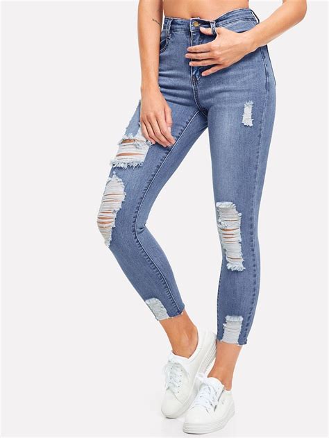 Distressed Raw Hem Skinny Jeans Artofit