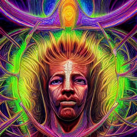 Photorealistic Deeply Drawn God As A Dmt Entity In The Stable