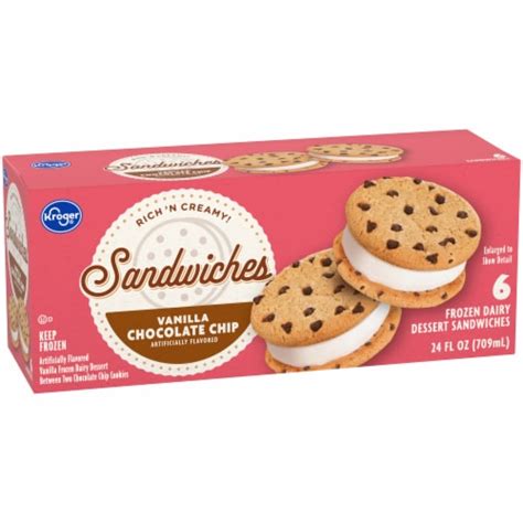 Kroger Big Wheels Chocolate Chip Cookie Ice Cream Sandwiches Ct