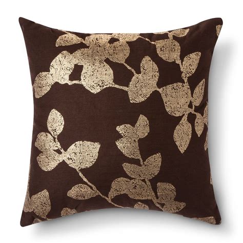 Metallic Botanical Throw Pillow Threshold Dark Brown Throw Pillows