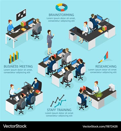 Office Isometric Infographics Royalty Free Vector Image