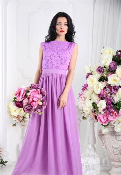 Purple Bridesmaid Dress Purple Lace Dress Long Lavender Bridesmaid ...