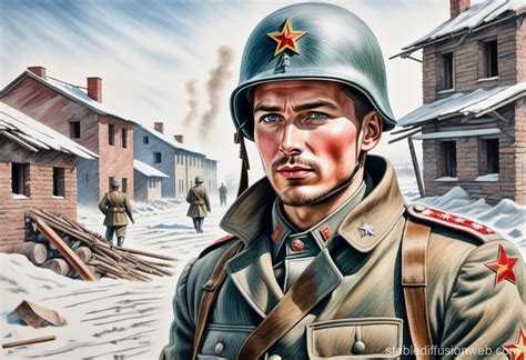 Soviet Soldier In War In Ww2 In Stalingrad Prompts Stable Diffusion