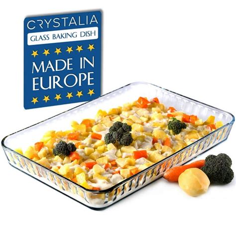 Crystalia 16inx11in Glass Baking Dish for Oven, Casserole Dish ...