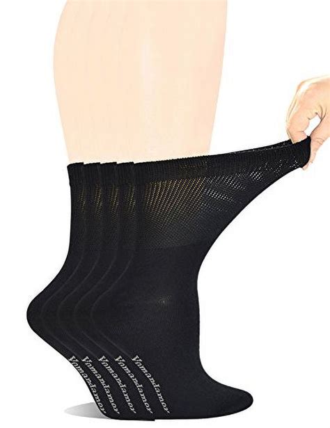 Yomandamor Women S 5 Pairs Seamless Bamboo Dress Diabetic Crew Socks With Non Binding Top