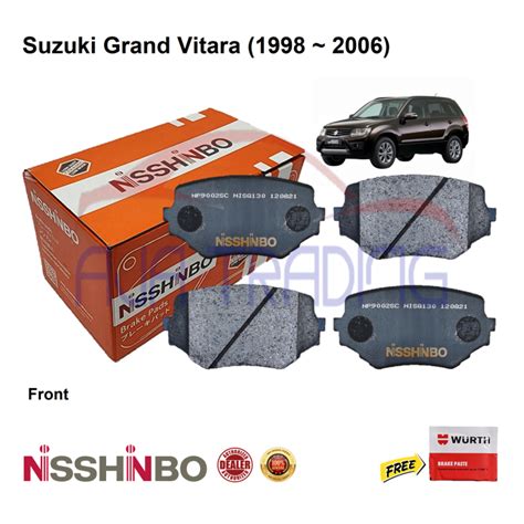 Genuine Nisshinbo Front Brake Pads With CLIPS For Suzuki Grand Vitara