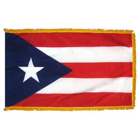 Puerto Rico Flag 4x6 Feet Nylon With Pole Sleeve And Gold Fringe For