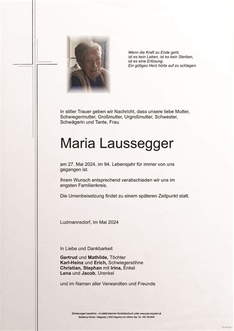 Parte für Maria Laussegger pax requiem