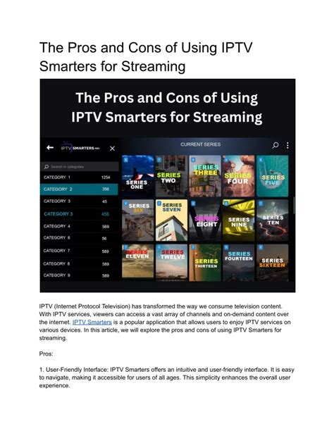 PPT The Pros And Cons Of Using IPTV Smarters For Streaming PowerPoint