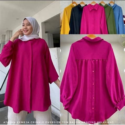 Jual BLOUSE CRINKLE AIR FLOW OVER SIZE KEMEJA JUMBO CRINKLE AIR FLOW