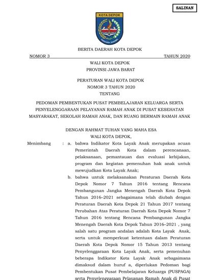 Peraturan Wali Kota Depok Tentang