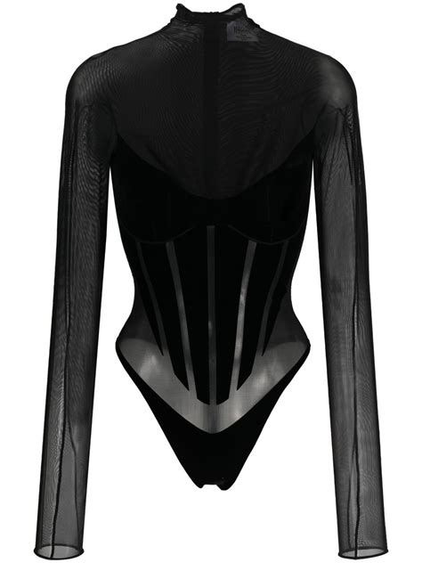 Wolford X Mugler Sheer Panelled Bodysuit Farfetch