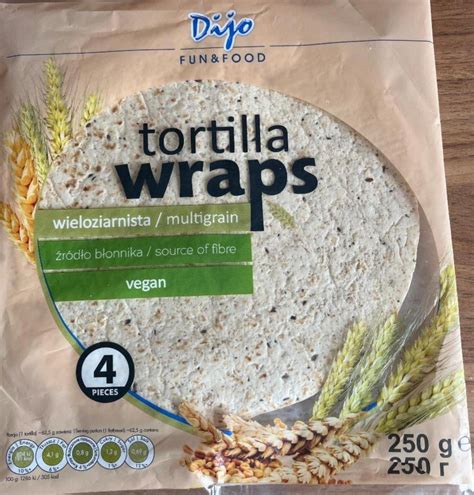 Tortilla Wraps Multigrain Dijo Kalorie Kj A Nutri N Hodnoty