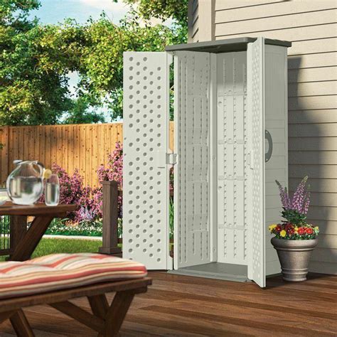 Outdoor Storage Cabinet Plastic Vertical Tool Garden Shed