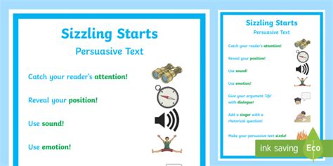 Sizzling Starts Persuasive Texts A4 Display Poster