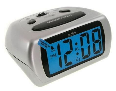 Acctim Auric Silver Small Lcd Digital Desk Clock With Alarm Snooze