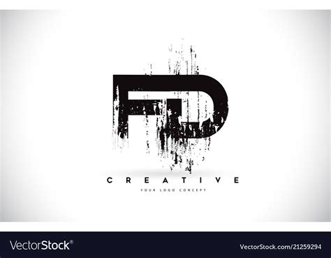 Fd f d grunge brush letter logo design in black Vector Image