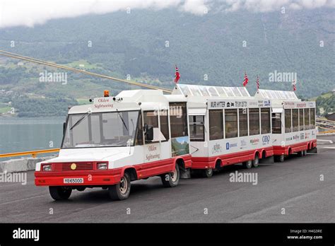 Land Train On Dock Olden Nordfjorden Norway Stock Photo Alamy