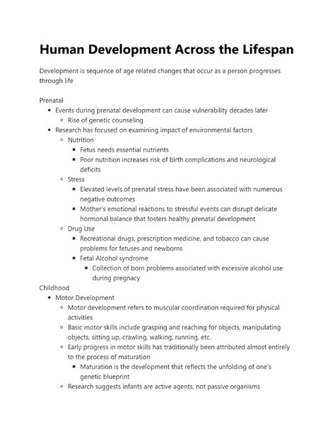 Human Development Across The Lifespan PSYC 202 Studocu