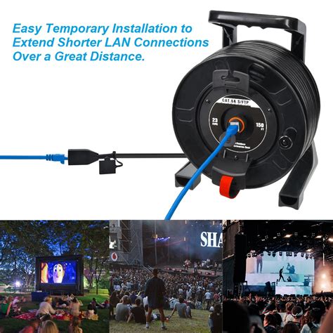 150FT CAT6A S/FTP Indoor/Outdoor Retractable Ethernet Network Cable ...
