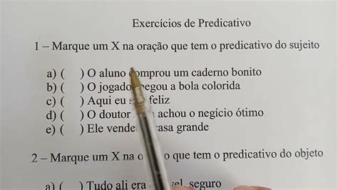Exercícios Predicativo Do Sujeito E Do Objeto Braincp