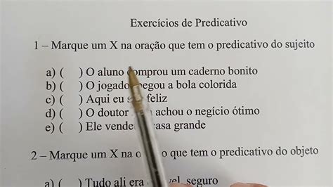 Exerc Cios Predicativo Do Sujeito E Do Objeto Braincp