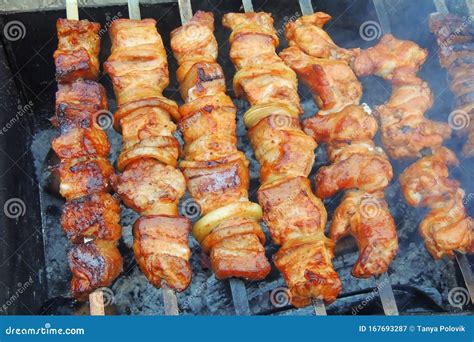 Grilled Pork Barbecue Stock Image Image Of Cooked Barberbecue 167693287