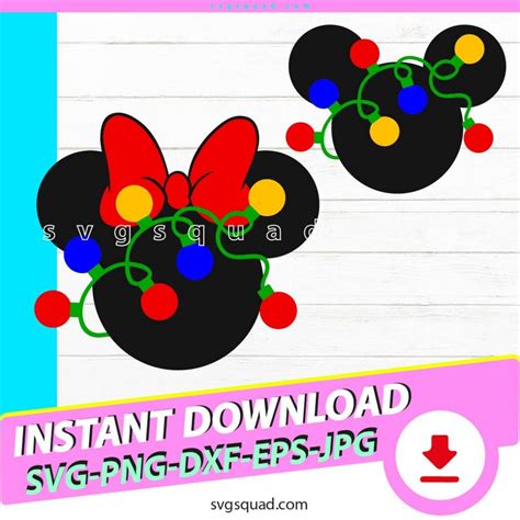 Minnie Christmas Lights SVG PNG Xmas Lights Digital Files Cricut