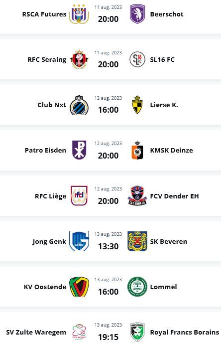 Speelkalender Challenger Pro League Voetbalbelgie Be