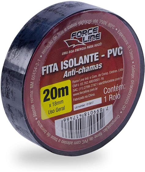 FITA ISOLANTE PVC ANTI CHAMAS PRETA 20M FORCE LINE Datacillcom