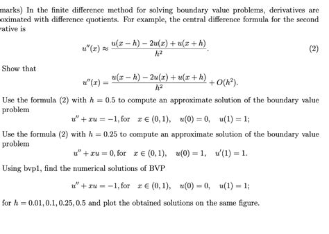 Solved Marks In The Finite Difference Method For Solving