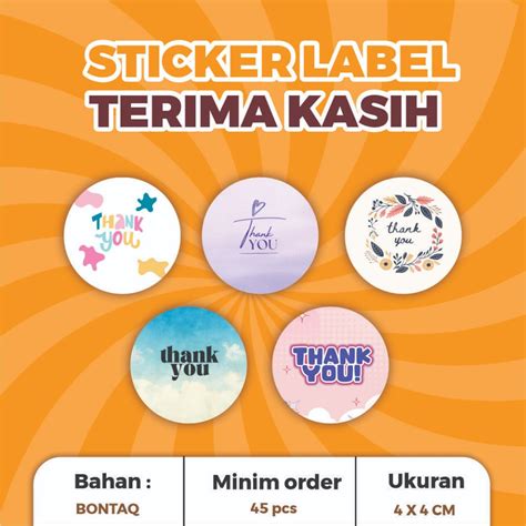 Jual MIN 45 PCS Sticker Label Terima Kasih Thank You Sticker