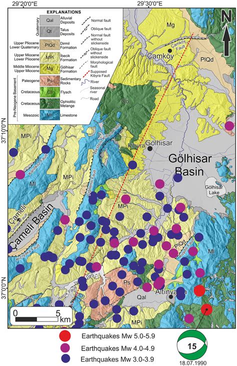 Seismotectonic Map Of The Study Area Earthquake Data From Usgs