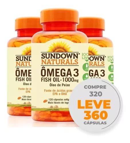 Vitamina Ômega 3 Óleo De Peixe 320 Cápsulas Sundown 1000mg