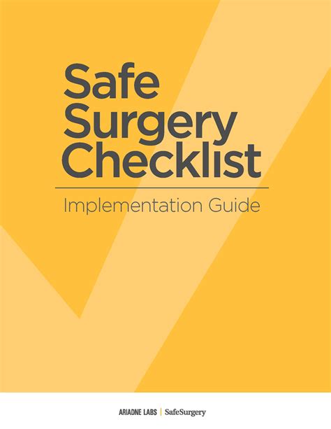 Safe Surgery Checklist Implementation Guide Ariadne Labs