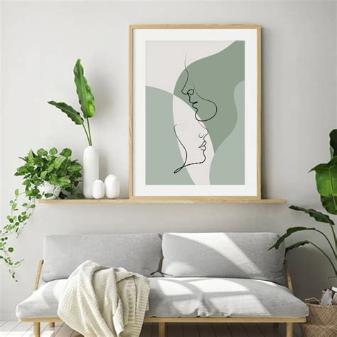 Sage Green Vintage Geometric Botanical Line Art Canvas Prints Sage Green Walls Green Wall Art