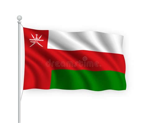 3d Winken Verlagerung Flagge Oman Isoliert Auf Weißem Hintergrund Stock