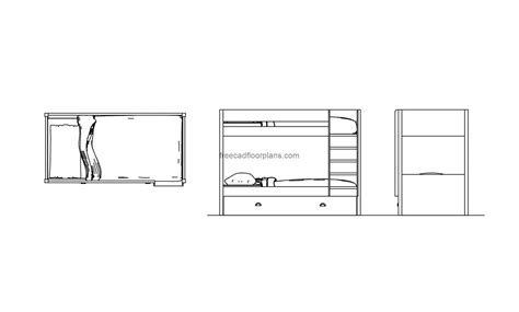 Bunk Bed, Autocad Block - Free Cad Floor Plans