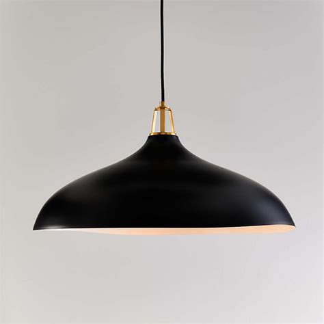 Maddox Oversized Black Dome Pendant Light With Brass Socket Reviews Crate And Barrel