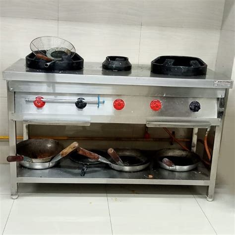 LPG Three Burner Chinese Cooking Range For Restaurant At Rs 22000 In