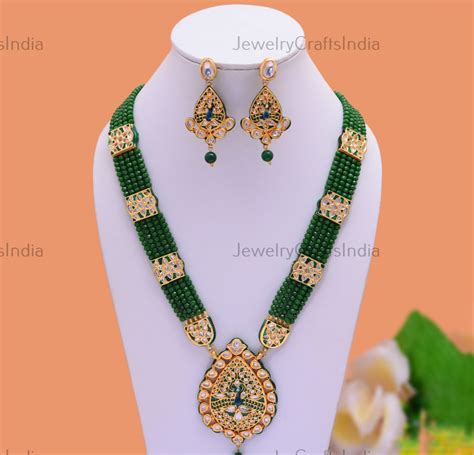 Indian Necklace Set Kundan Jewelry Set Kundan Long Necklace