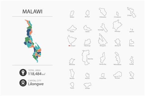 Karte Von Malawi Mit Detaillierter Länderkarte Kartenelemente Der