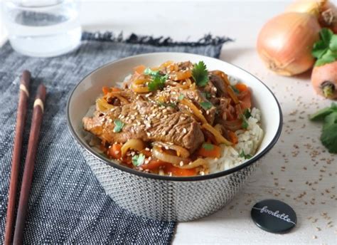 Wok de boeuf sauté aux oignons la recette de Wok de boeuf sauté aux