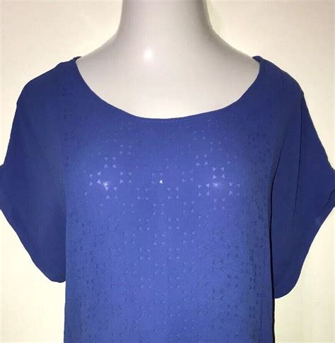 Cato Womens Plus 18 20 Blue Cut Out Design Short Sleeve Blouse Top